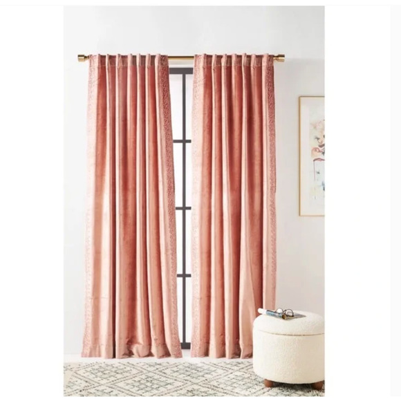 Anthropologie Embroidered Tobias Velvet Curtain 50 x 108 Single Panel - Picture 1 of 5